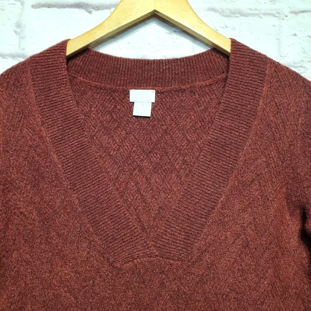 Chicos Sweater Womens Small Red Wool Blend Soft Cozy Warm Holiday Outfit Casual‎